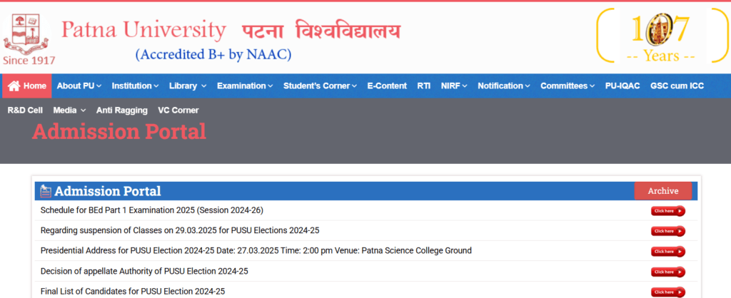 Patna University ug Admission 2025