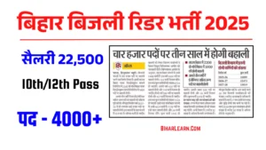 Bihar Bijli Meter Reader Vacancy 2025