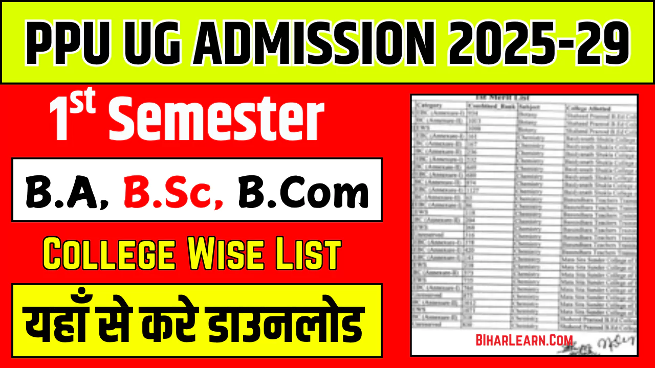 PPU UG 1st Merit List 2025