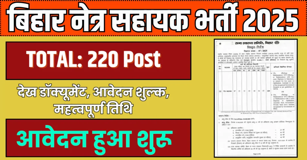Bihar Ophthalmic Assistant Vacancy 2025